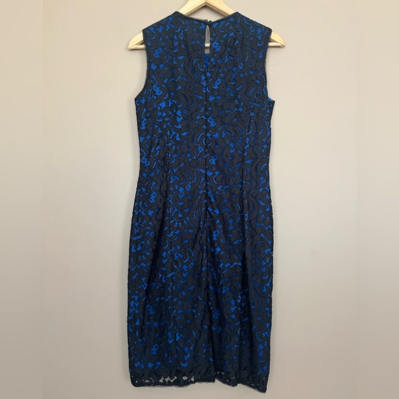 {MILLY} Sleeveless Lace Sheath Dress in Black & Blue - Womens 8